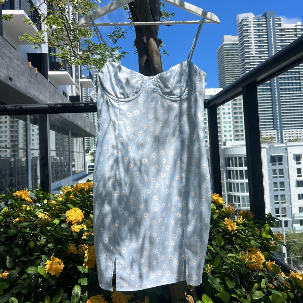 Princess Polly Sky Blue Floral Mini Dress